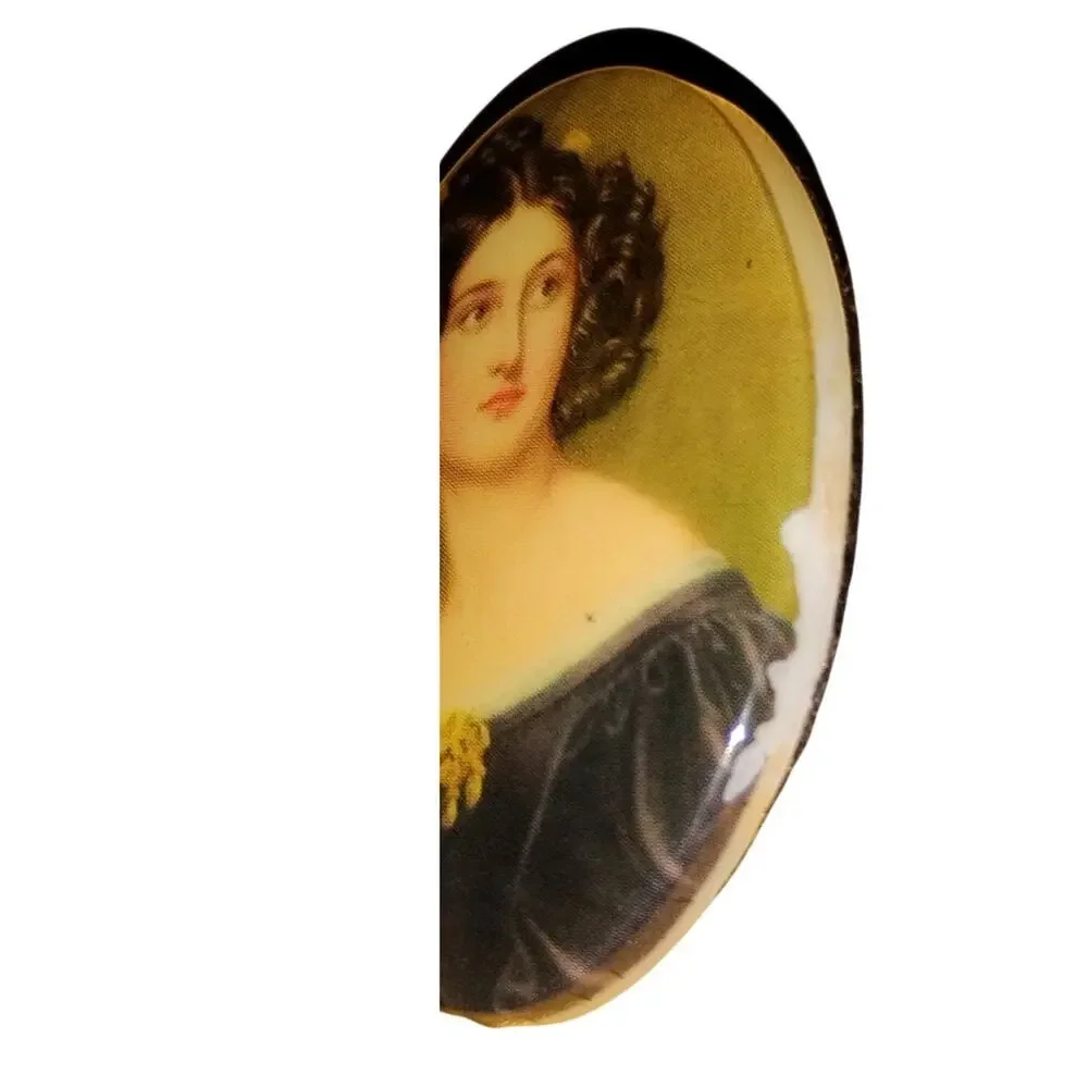 Vintage Victorian Revival Lady Portrait Brooch 1.5
